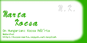 marta kocsa business card